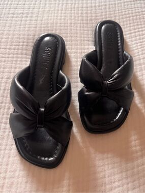 Women’s Black Knotted Bow Slide Sandals by Shutz